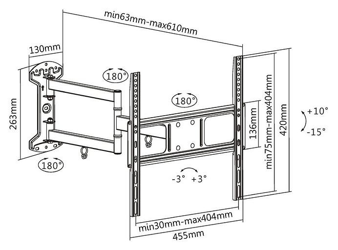 Кронштейн для телевизора Ultramounts UM 906 черный 32"-55" макс.35кг настенный поворотно-выдвижной и наклонный фото 2