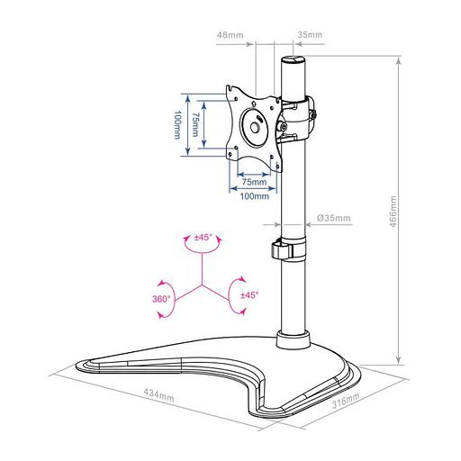 Кронштейн для мониторов Arm Media LCD-T51 черный 15"-32" макс.10кг настольный поворот и наклон верт.перемещ. фото 2