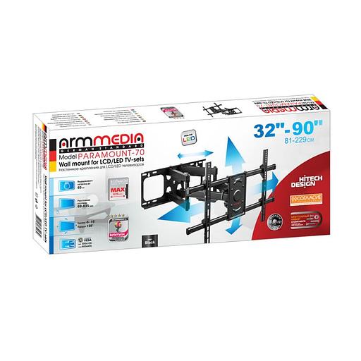 Кронштейн для телевизора Arm Media PARAMOUNT-70 черный 32"-90" макс.65кг настенный поворотно-выдвижной и наклонный фото 4