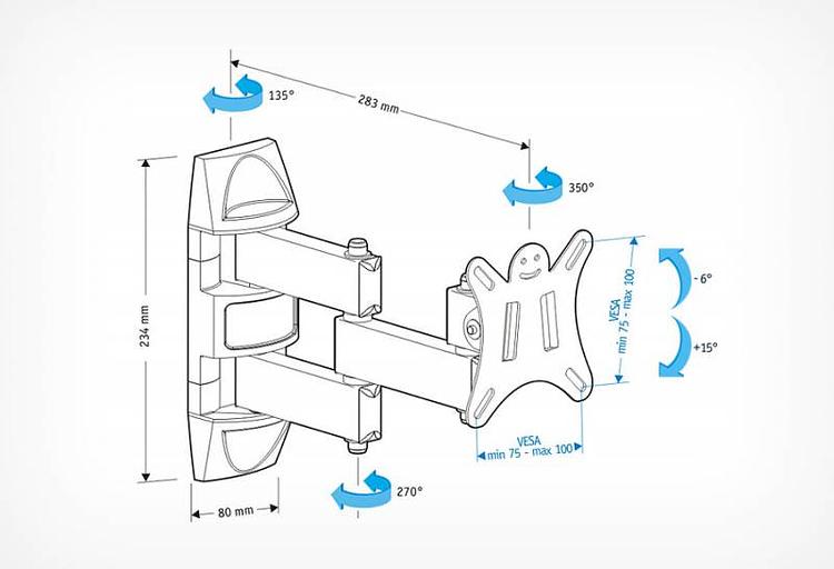 Кронштейн для телевизора Holder LCDS-5039 металлик 10"-26" макс.25кг настенный поворот и наклон фото 2