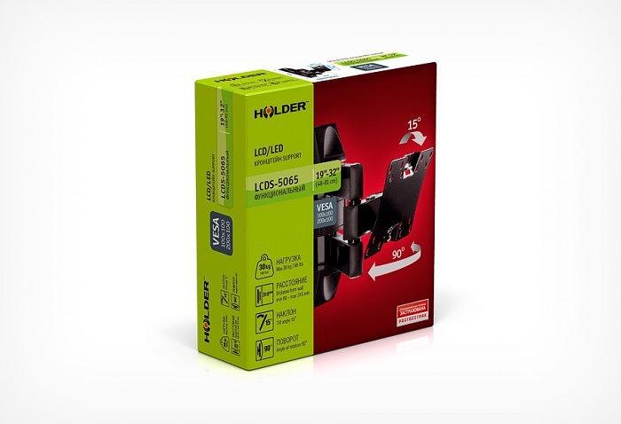Кронштейн для телевизора Holder LCDS-5065 черный 19"-32" макс.30кг настенный поворот и наклон фото 2