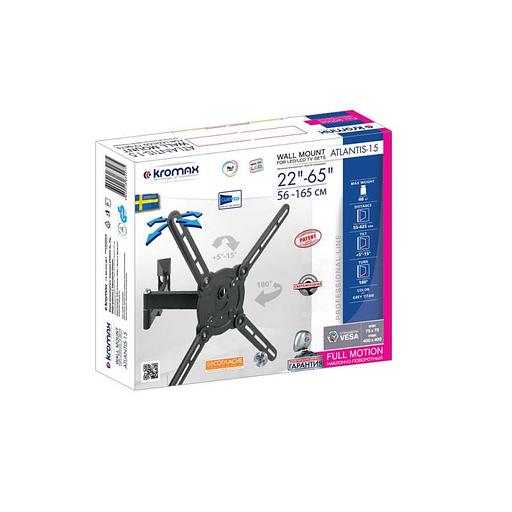 Кронштейн для телевизора Kromax ATLANTIS-15 темно-серый 22"-65" макс.40кг настенный поворот и наклон фото 3