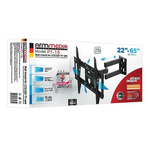 Кронштейн для телевизора Arm Media PT-15 NEW черный 32"-55" макс.35кг настенный поворотно-выдвижной и наклонный фото 4