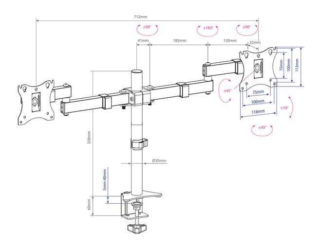 Кронштейн для мониторов Arm Media LCD-T04 черный 15"-28" макс.14кг настольный поворот и наклон фото 2