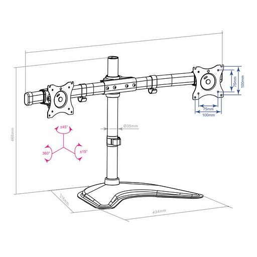 Кронштейн для мониторов Arm Media LCD-T52 черный 15"-32" макс.20кг настольный поворот и наклон верт.перемещ. фото 2