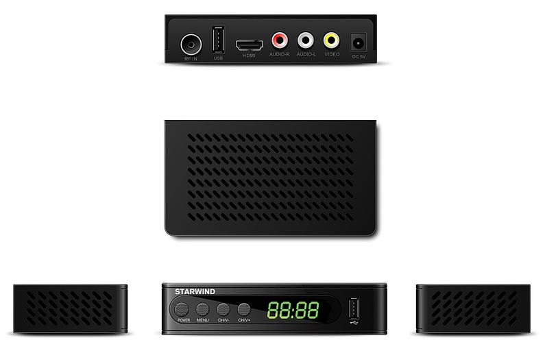 Ресивер DVB-T2 Starwind CT-200 черный фото 4