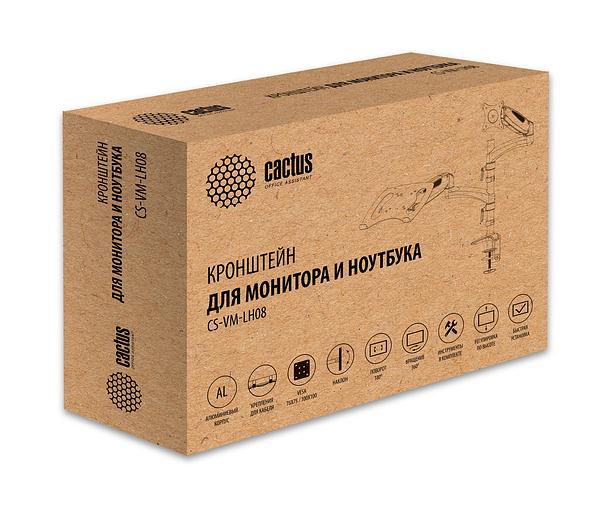 Кронштейн для монитора/ноутбука Cactus CS-VM-LH08-AL серебряный 13"-27" макс.8кг настольный поворот и наклон фото 2