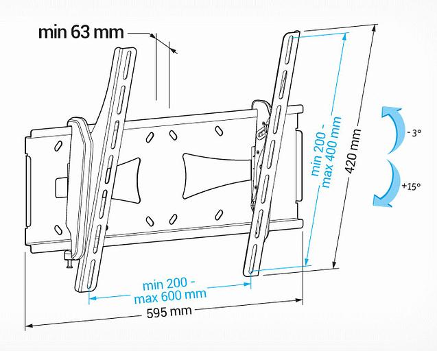 Кронштейн для телевизора Holder PTS-4006 черный 32"-60" макс.45кг настенный наклон фото 3