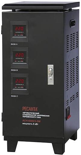 Стабилизатор напряжения Ресанта АСН-6000/3 электронный трехфазный черный фото 1