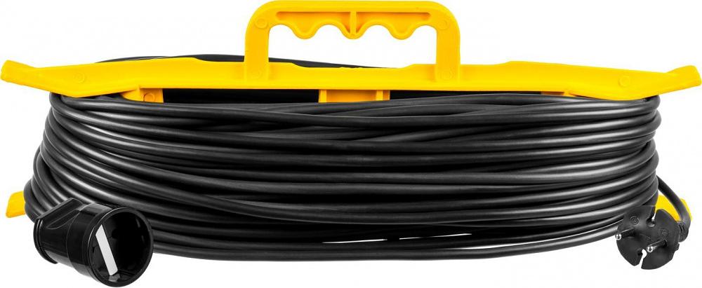 Удлинитель силовой Stayer 55018-50_z01 2x0.75кв.мм 1розет. 50м ПВС 10A пласт.рамка черный фото 2