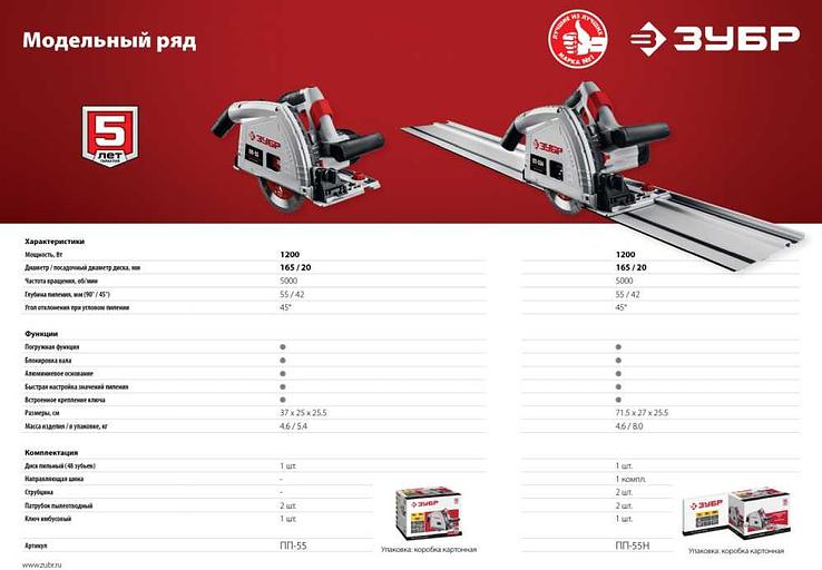 Циркулярная пила (дисковая) Зубр ПП-55Н 1200Вт (ручная) фото 4