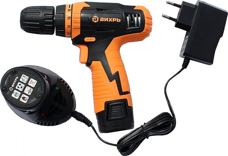 Дрель-шуруповерт Вихрь ДА-12Л-2К аккум. патрон:быстрозажимной (кейс в комплекте) фото 2