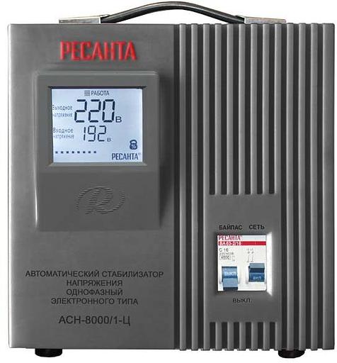 Стабилизатор напряжения Ресанта АСН-8000/1-Ц электронный однофазный серый фото 1
