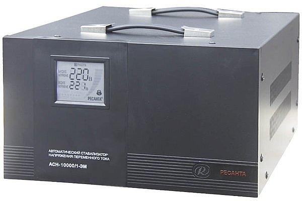 Стабилизатор напряжения Ресанта АСН-10000/1-ЭМ электромеханический однофазный черный фото 1
