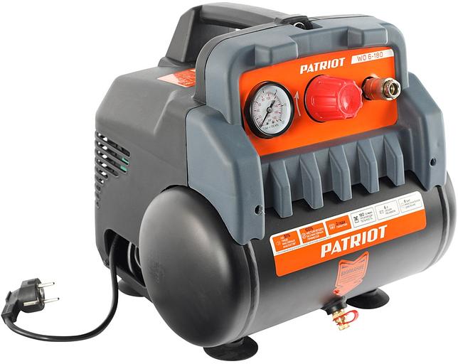 Компрессор поршневой Patriot WO 6-180 безмасляный 180л/мин 6л 1100Вт черный/оранжевый фото 3