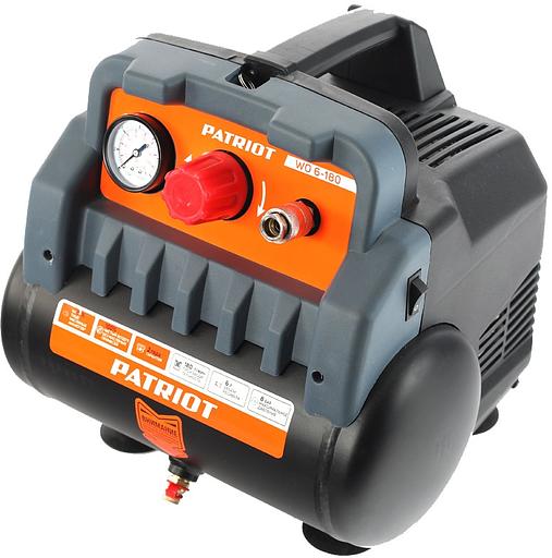 Компрессор поршневой Patriot WO 6-180 безмасляный 180л/мин 6л 1100Вт черный/оранжевый фото 7