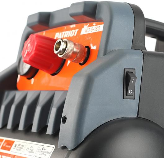 Компрессор поршневой Patriot WO 6-180 безмасляный 180л/мин 6л 1100Вт черный/оранжевый фото 9