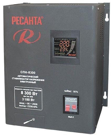 Стабилизатор напряжения Ресанта СПН-8300 электронный однофазный черный фото 1