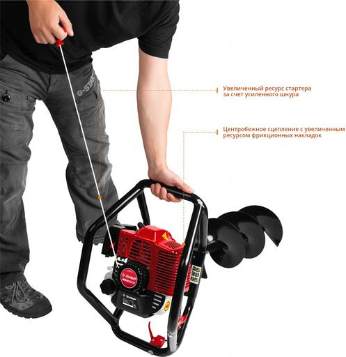 Мотобур Зубр МБ2-250 профес. 2-х такт. 1800Вт 2.45л.с. 52см3 8800об/мин фото 3