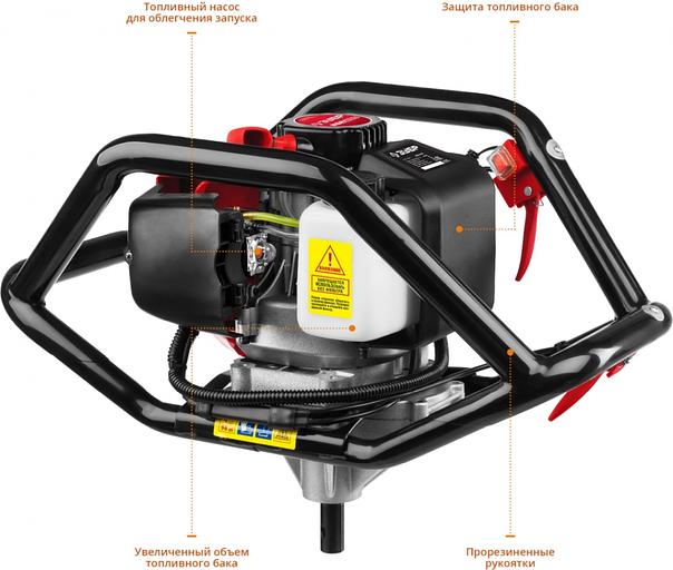 Мотобур Зубр МБ2-250 профес. 2-х такт. 1800Вт 2.45л.с. 52см3 8800об/мин фото 6
