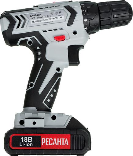 Дрель-шуруповерт Ресанта ДА-18-2ЛК аккум. патрон:быстрозажимной (кейс в комплекте) фото 2