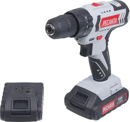 Дрель-шуруповерт ударная Ресанта ДА-18-2ЛК-У аккум. патрон:быстрозажимной (кейс в комплекте) фото 1