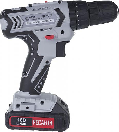 Дрель-шуруповерт ударная Ресанта ДА-18-2ЛК-У аккум. патрон:быстрозажимной (кейс в комплекте) фото 2