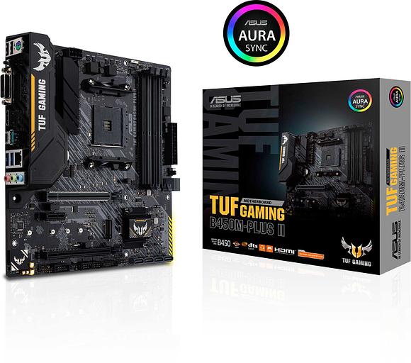 Материнская плата Asus TUF GAMING B450M-PLUS II Soc-AM4 AMD B450 4xDDR4 mATX AC`97 8ch(7.1) GbLAN RAID+DVI+HDMI фото 1
