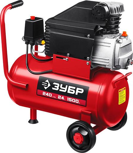Компрессор поршневой Зубр КПМ-240-24 масляный 240л/мин 24л 1500Вт красный фото 2