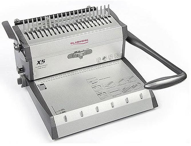 Переплетчик Gladwork X5 A4/перф.20л.сшив/макс.450л./пластик.+метал.пруж. (16-51мм) фото 1