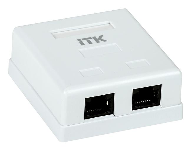Настенная информационная розетка RJ45 8P8C, кат.5Е UTP, 2-порта, белая ITK CS2-1C5EU-22 фото 1