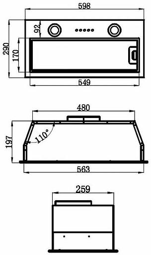 Вытяжка встраиваемая Maunfeld 601M нержавеющая сталь управление: кнопочное (1 мотор) фото 2