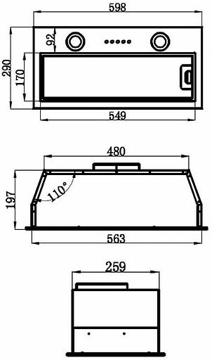 Вытяжка встраиваемая Maunfeld THAMES 601PM черный управление: кнопочное (1 мотор) фото 2