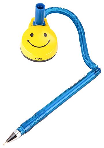 Ручка шариковая Deli EQ50-BL авт. на подставке 0.7мм резин. манжета синий/прозрачный синие чернила фото 2