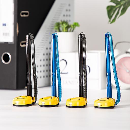 Ручка шариковая Deli EQ50-BL авт. на подставке 0.7мм резин. манжета синий/прозрачный синие чернила фото 6