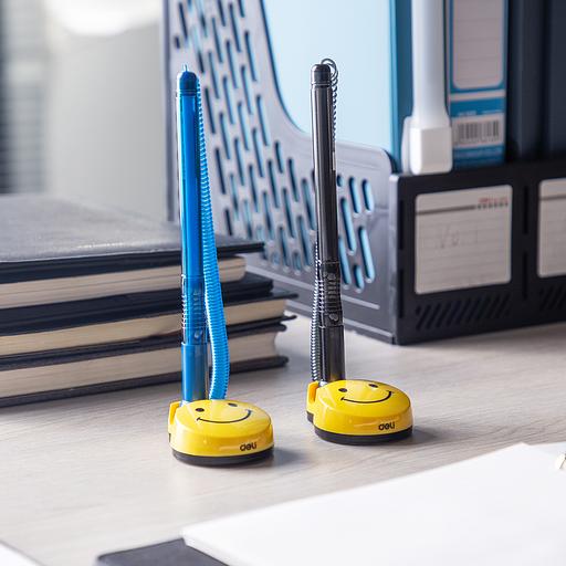 Ручка шариковая Deli EQ50-BL авт. на подставке 0.7мм резин. манжета синий/прозрачный синие чернила фото 8