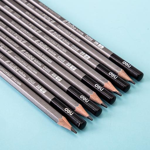 Карандаш чернографит. Deli EC005-2B 2B шестигран. ластик коробка картонная (12шт) фото 6