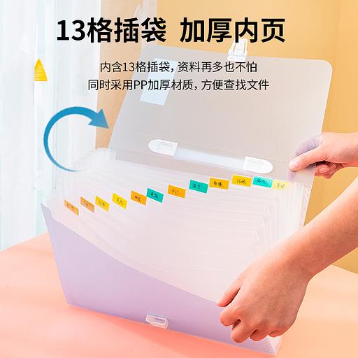 Папка-портфель Deli 5880 на кнопке 13 отдел. A4 полипропилен ассорти фото 7