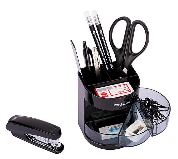 Настольный набор Deli E38253 (12 предметов) пластик черный фото 3