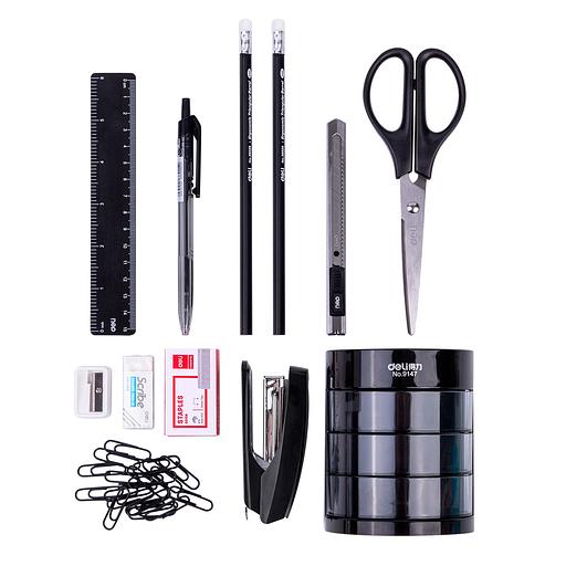 Настольный набор Deli E38253 (12 предметов) пластик черный фото 10