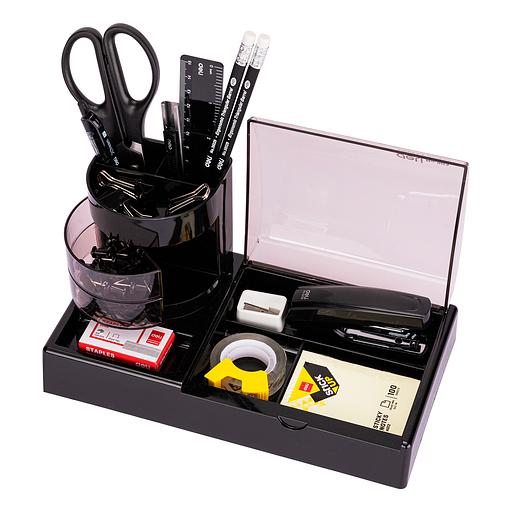 Настольный набор Deli E38254 (16 предметов) пластик черный фото 9