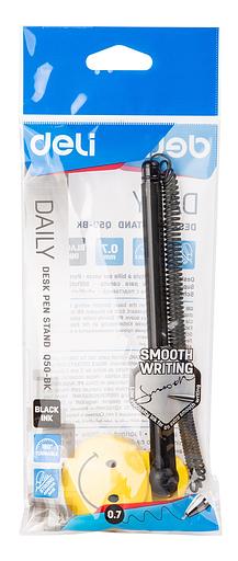 Ручка шариковая Deli EQ50-BK авт. на подставке 0.7мм резин. манжета черный/прозрачный черные чернила (1шт) фото 5