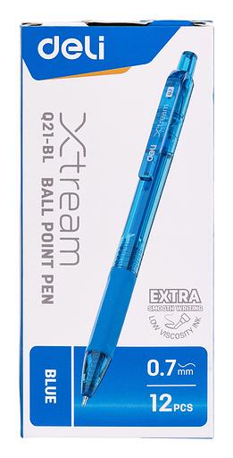 Ручка шариковая Deli EQ21-BL X-tream авт. 0.7мм резин. манжета синий/прозрачный синие чернила фото 6