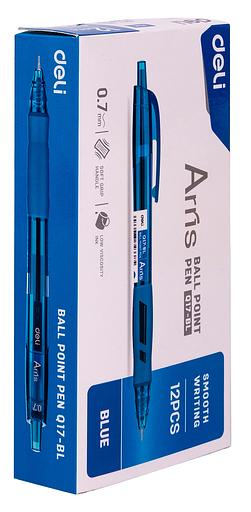 Ручка шариковая Deli EQ17-BL Arris авт. 0.7мм резин. манжета синий синие чернила фото 1