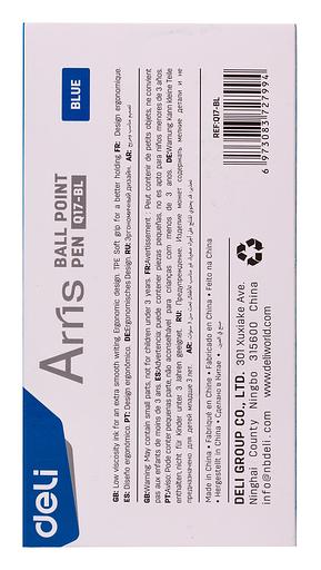 Ручка шариковая Deli EQ17-BL Arris авт. 0.7мм резин. манжета синий синие чернила фото 3