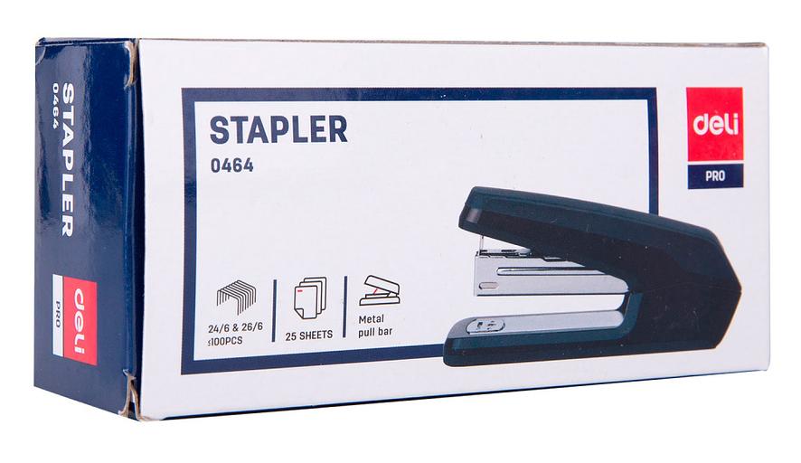 Степлер настольный Deli E0464BLACK Exceed 24/6 26/6 (25листов) черный 100скоб металл/пластик коробка фото 10