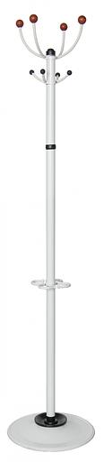 Вешалка напольная Бюрократ Квартет З КВАРТЕТ З/WHITE белый основание круг наконечники вишневый крючки двойные для верхней одежды метал. (упак.:1шт) фото 1