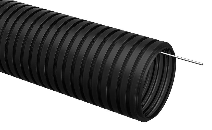 Труба гофр. гибкая ПНД IEK CTG20-32-K02-025-1 внеш.D=32мм с протяжкой 25м чёрн. Цена за 1м фото 1