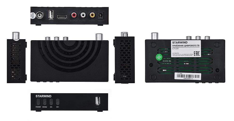 Ресивер DVB-T2 Starwind CT-220 черный фото 5