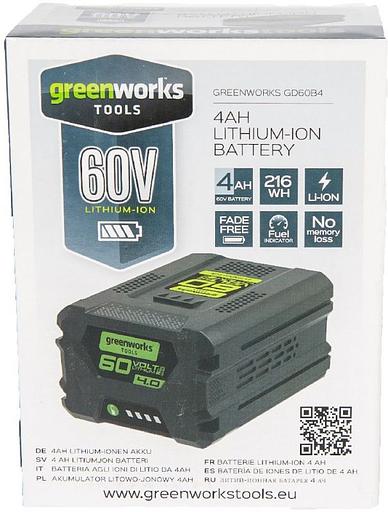 Батарея аккумуляторная Greenworks G60B4 60В 4Ач Li-Ion (2918407) фото 6